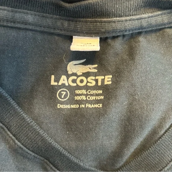Lacoste Men’s Black 100% Cotton V Neck Short Sleeve T-Shirt, Size 7 (2XL) - Picture 10 of 14